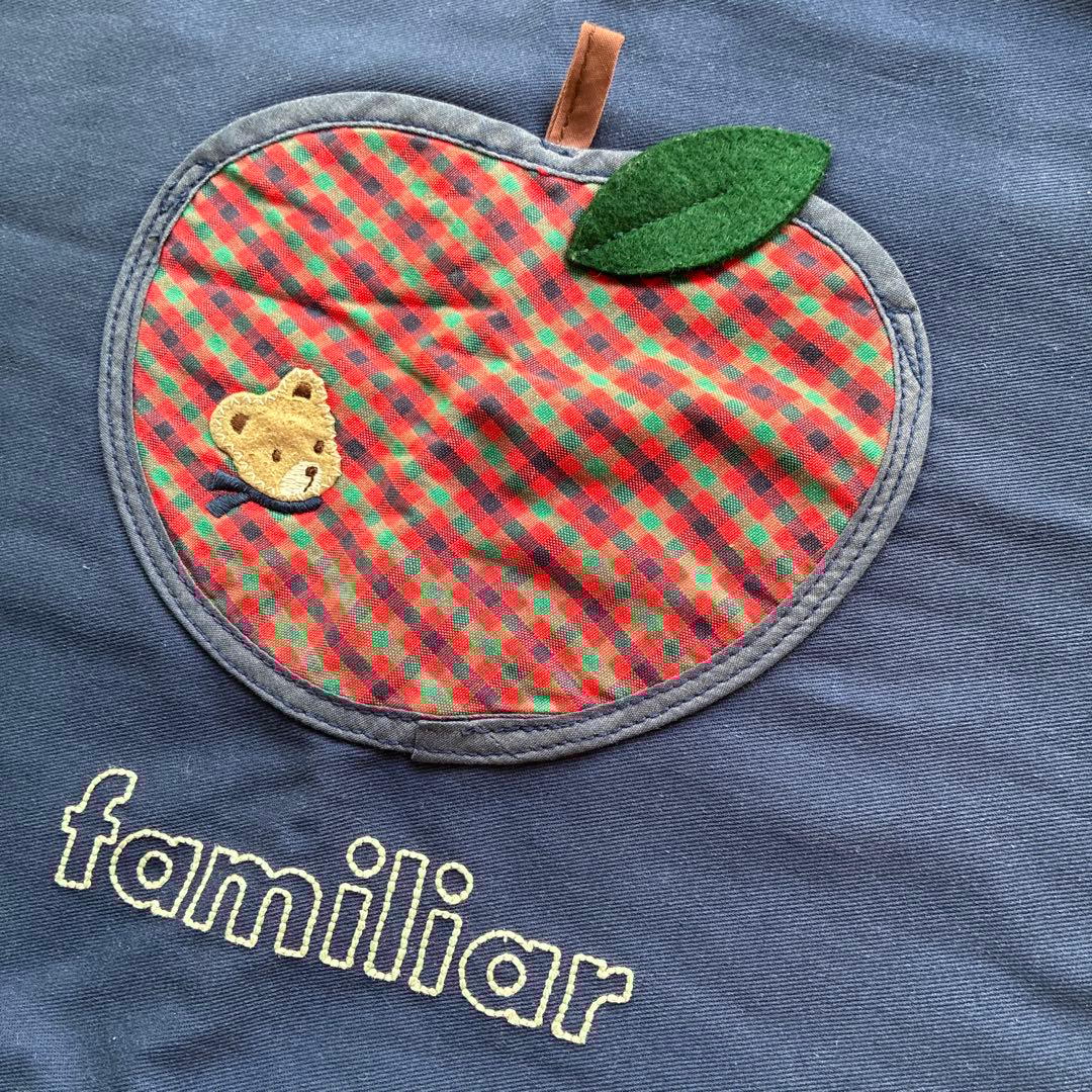 希少】familiar レッスンバッグ りんご柄 ネイビー くま - メルカリ