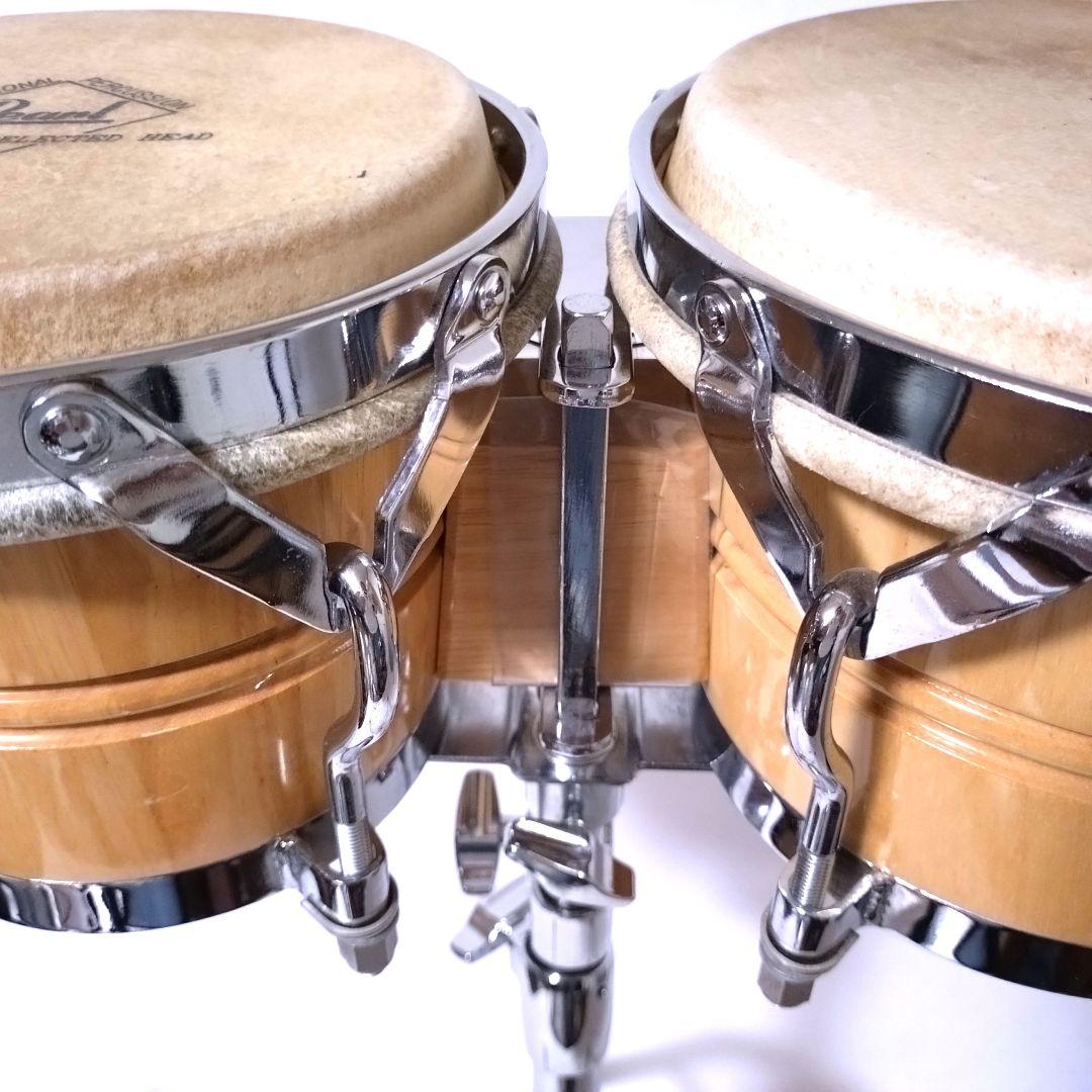 Pearl ホワイトウッドボンゴ スタンド セット BG-209W 本皮 パール