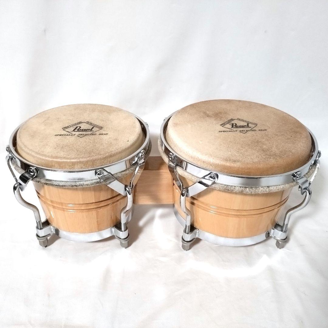 Pearl ホワイトウッドボンゴ スタンド セット BG-209W 本皮 パール