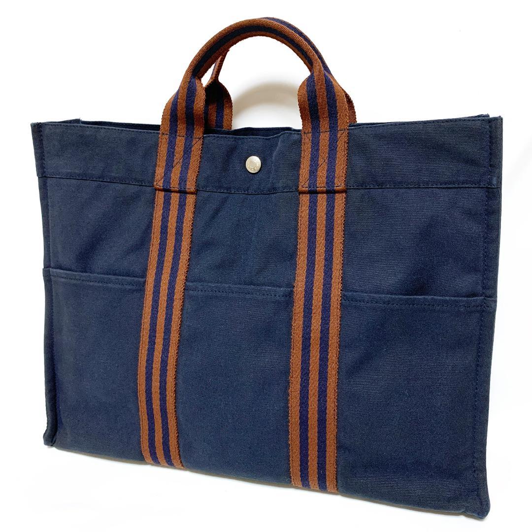 HERMES エルメス フールトゥMM トートバッグ ネイビー