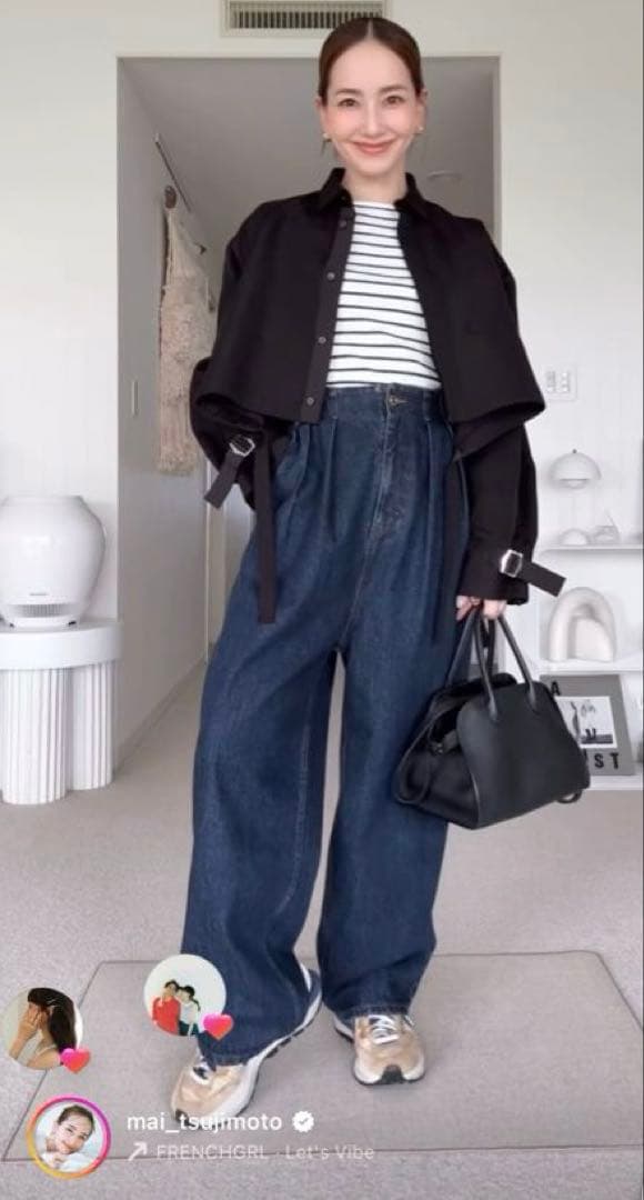 辻元舞さん　I'm in デニム　丈短め　Ｍ　ネイビー タグ付未使用 I'm in デニム ネイビー Sサイズ 新品 辻元舞さん - メルカリ