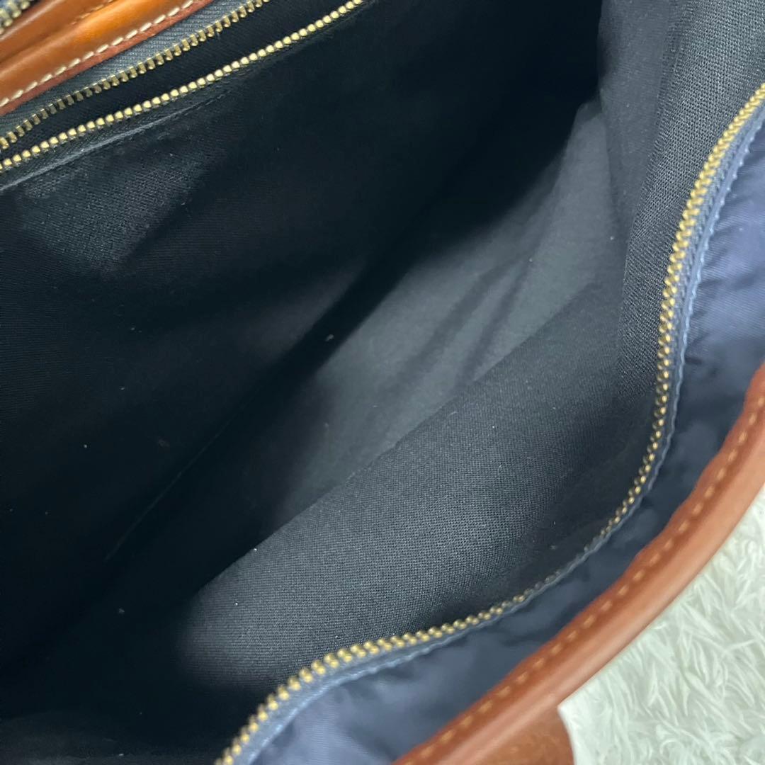 ✨美品✨ フェリージ ブリーフケース ナイロン レザー 紺茶 B4可