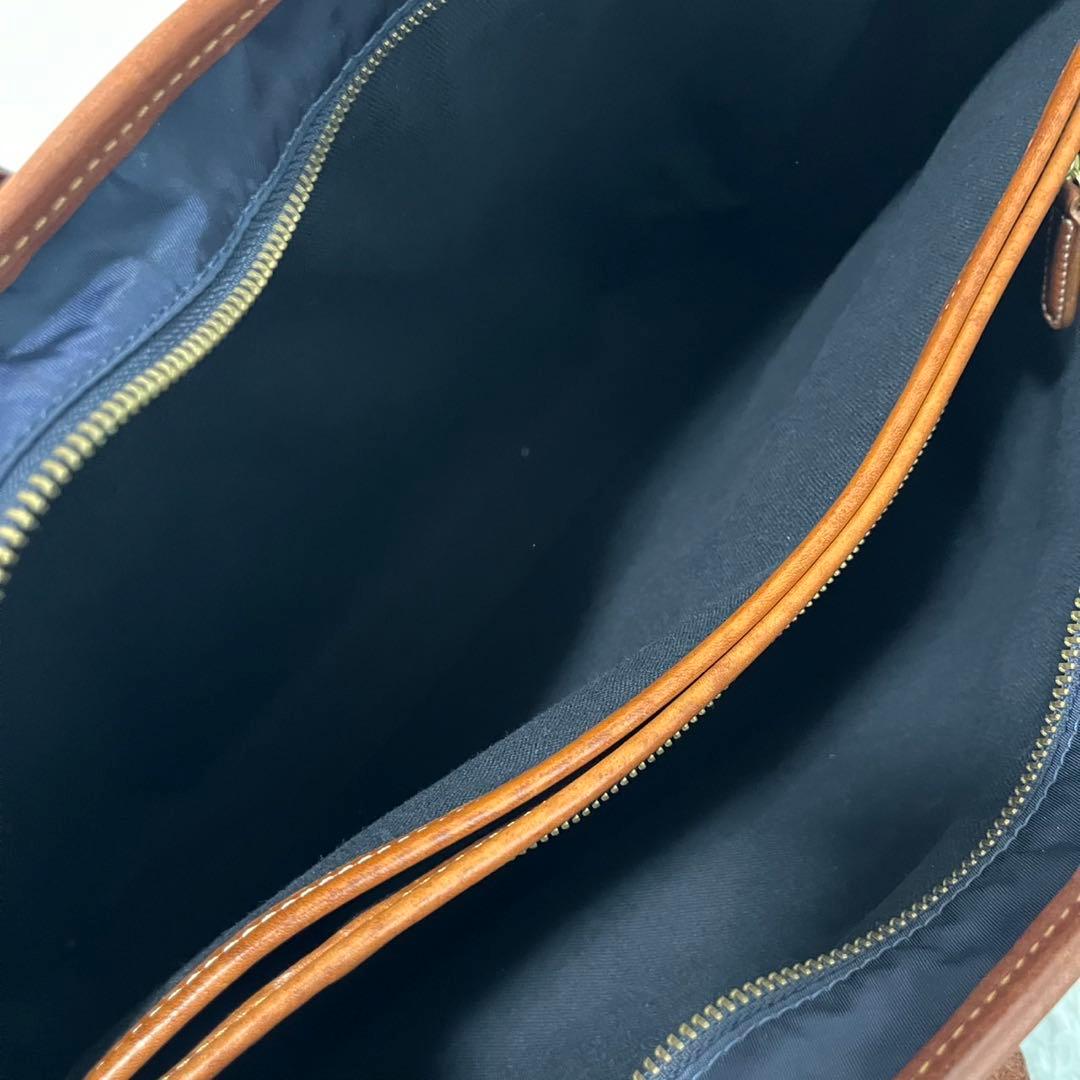 ✨美品✨ フェリージ ブリーフケース ナイロン レザー 紺茶 B4可