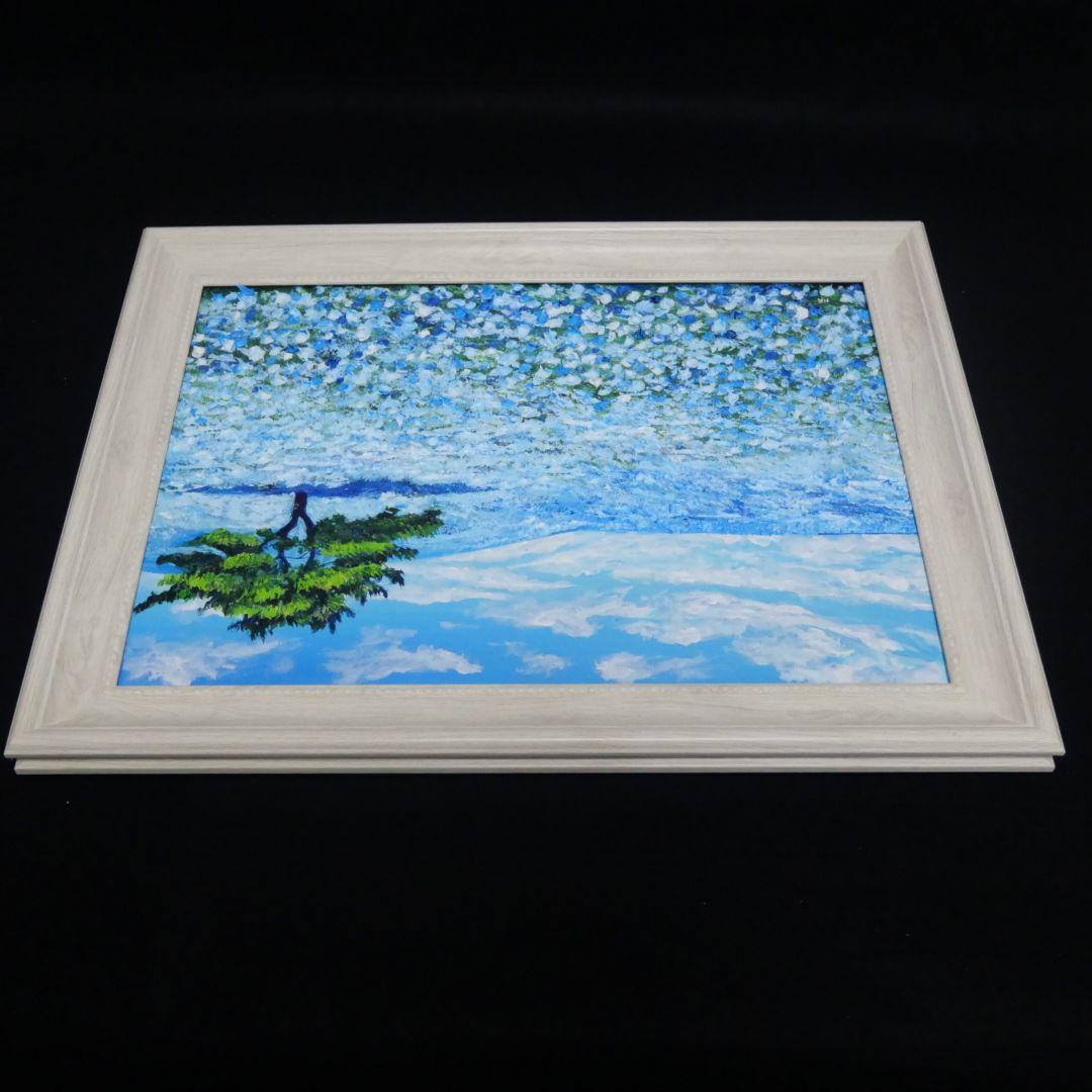 油絵 油彩 油彩画 絵画【ネモフィラの丘】 - メルカリ