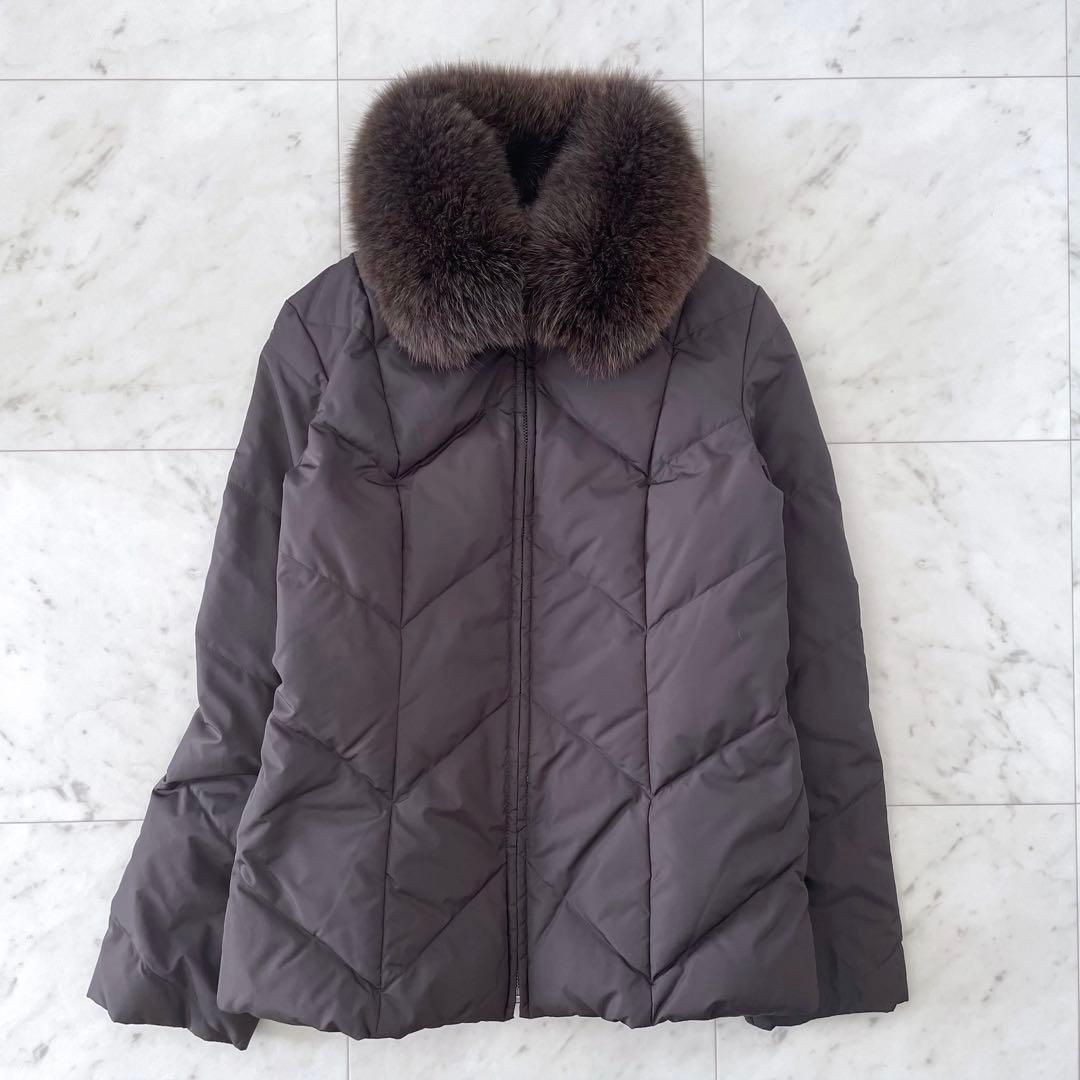 23区 ショートダウンジャケット ブラウン フォックスファー