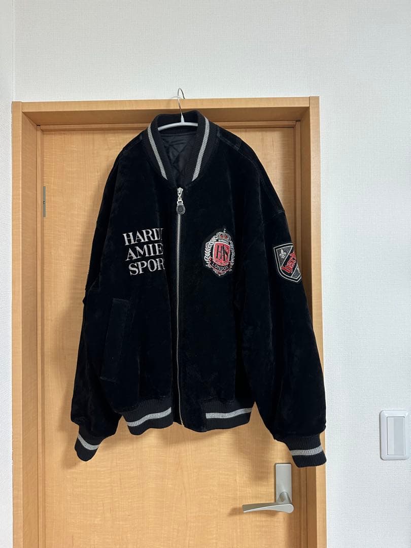 希少】ハーディエイミス 刺繍 スタジャン 黒 L相当 日本製 ベロア調 90s