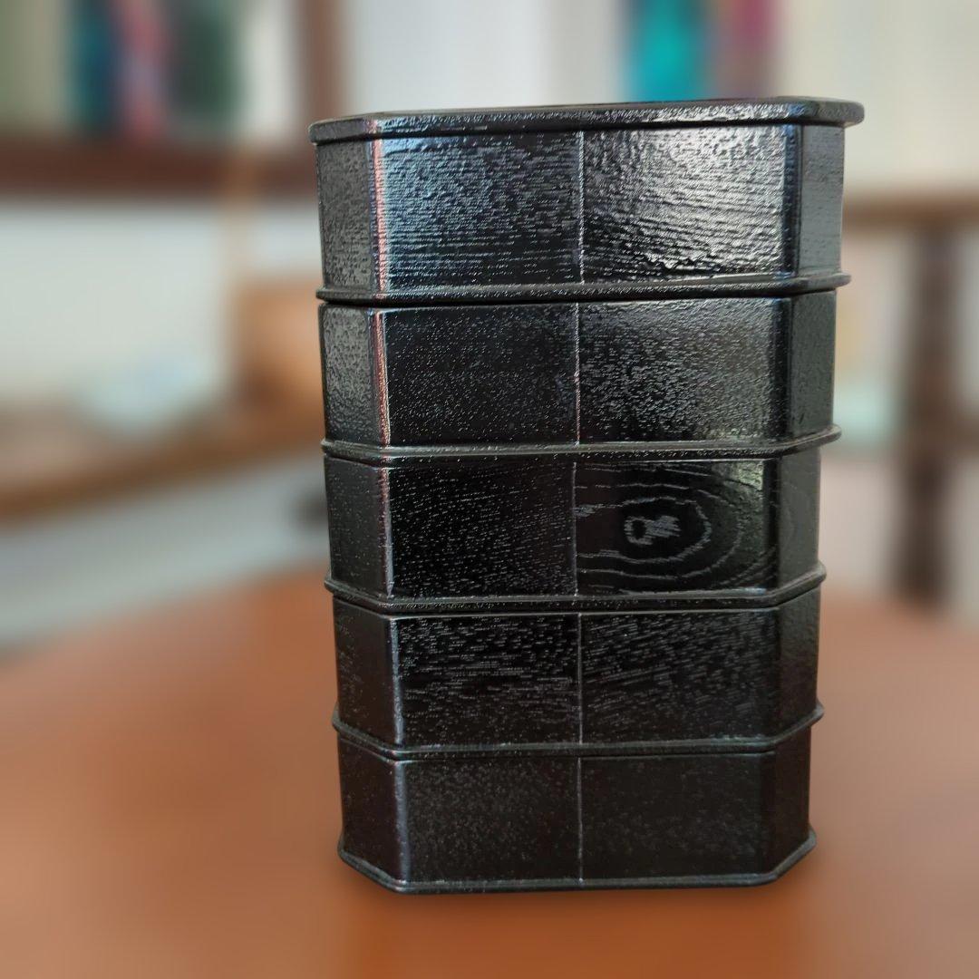 縁高 柿合 七宝透かし 木製 茶道具 茶道漆 漆器 5段 紙箱