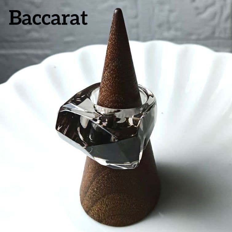 ♦2/2迄♦【美品】バカラ ルクソール リング クリスタル 指輪 グレー 10号