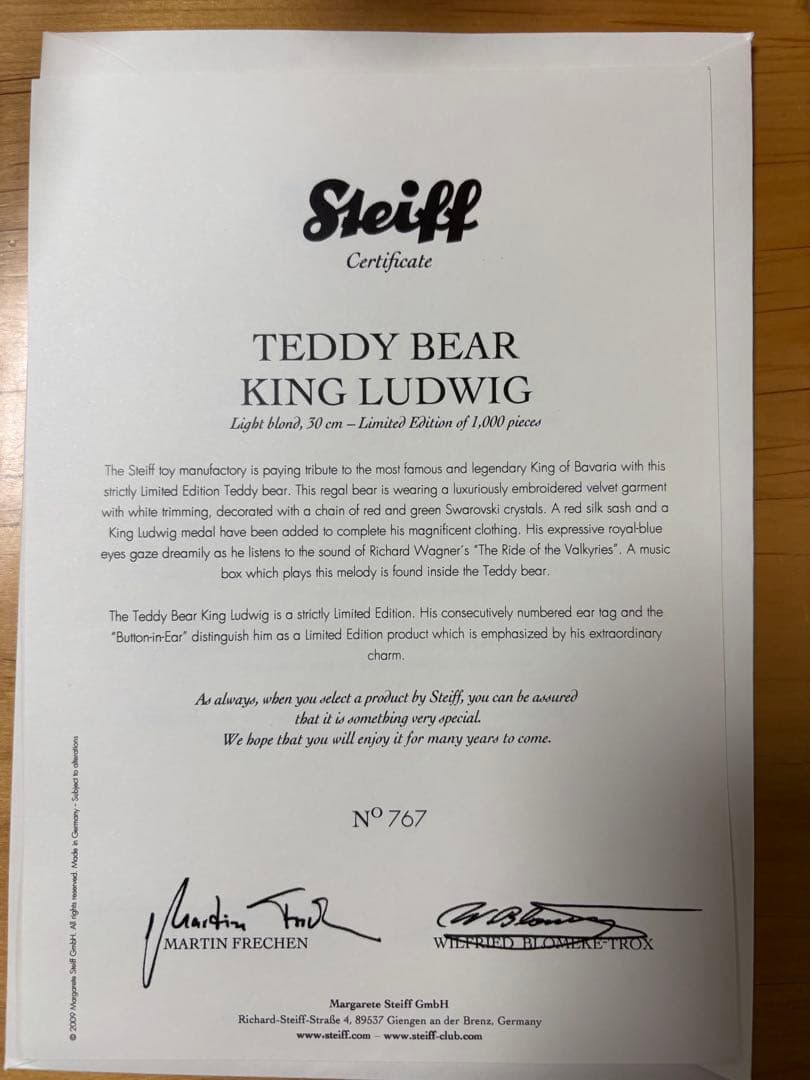 シュタイフ社 キングルートヴィヒ2世 テディベア 限定品 - メルカリ