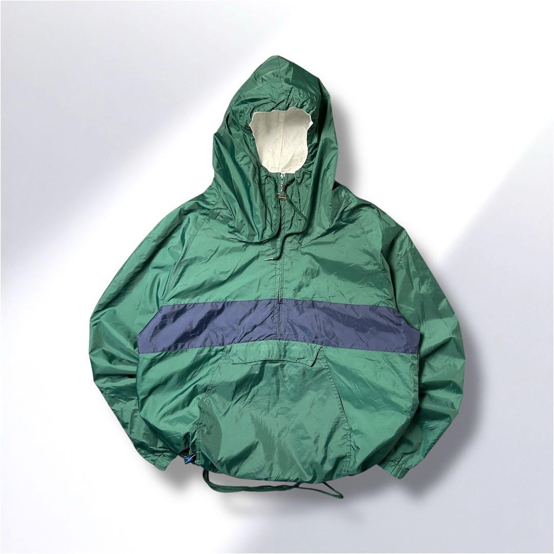 90~00'sナイロンアノラックパーカーM深緑アウトドアドローコード