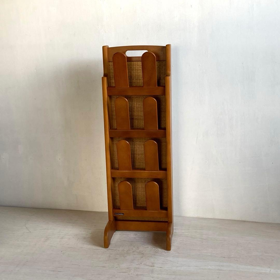 古い木製 カリモク karimoku スリッパラック ラタン昭和レトロ - メルカリ