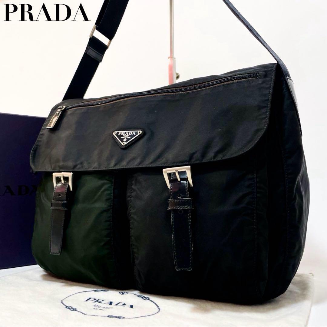 【美品・正規品】 PRADA プラダ Wポケット メッセンジャーバッグ ナイロン