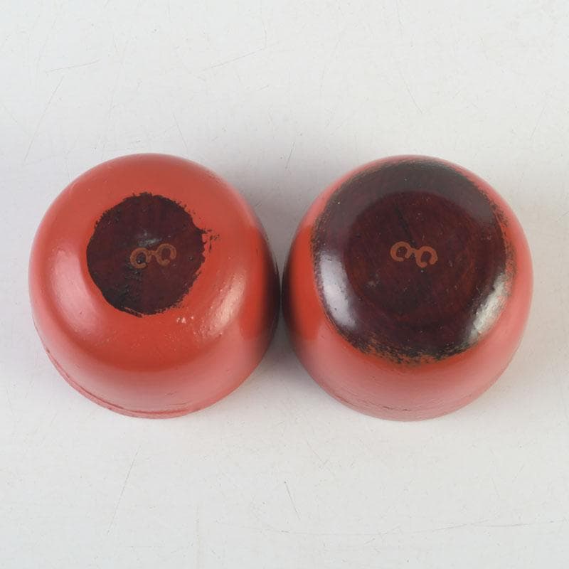 時代漆器 根來塗 梅蒔絵 盃 一對 N 9849