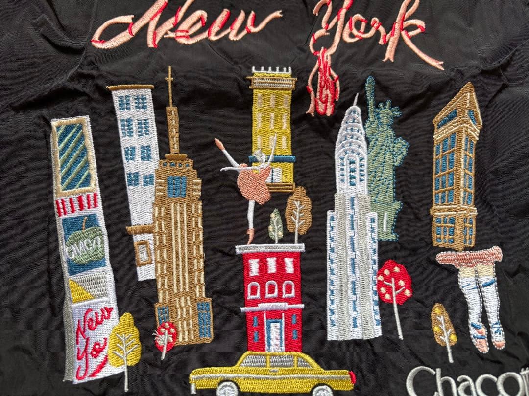 刺繍エコバッグ ボールアンドチェーン ニューヨーク チャコット