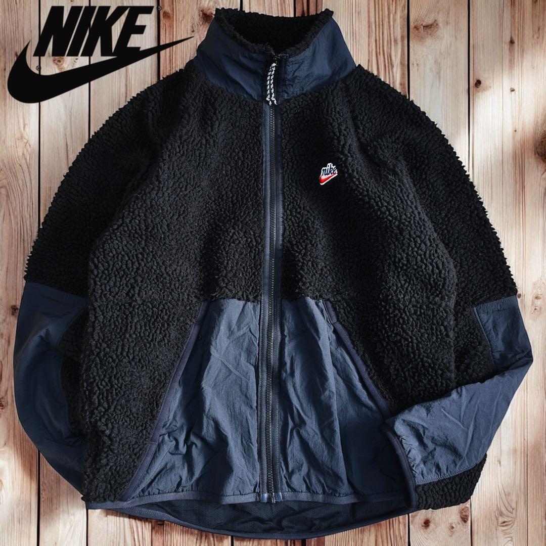 12M512◯ NIKE 筆記体 刺繍ロゴ 限定品 ボアジャケット ブルゾン L