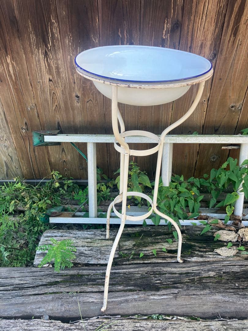 ホーロー洗面器スタンド　昭和レトロ