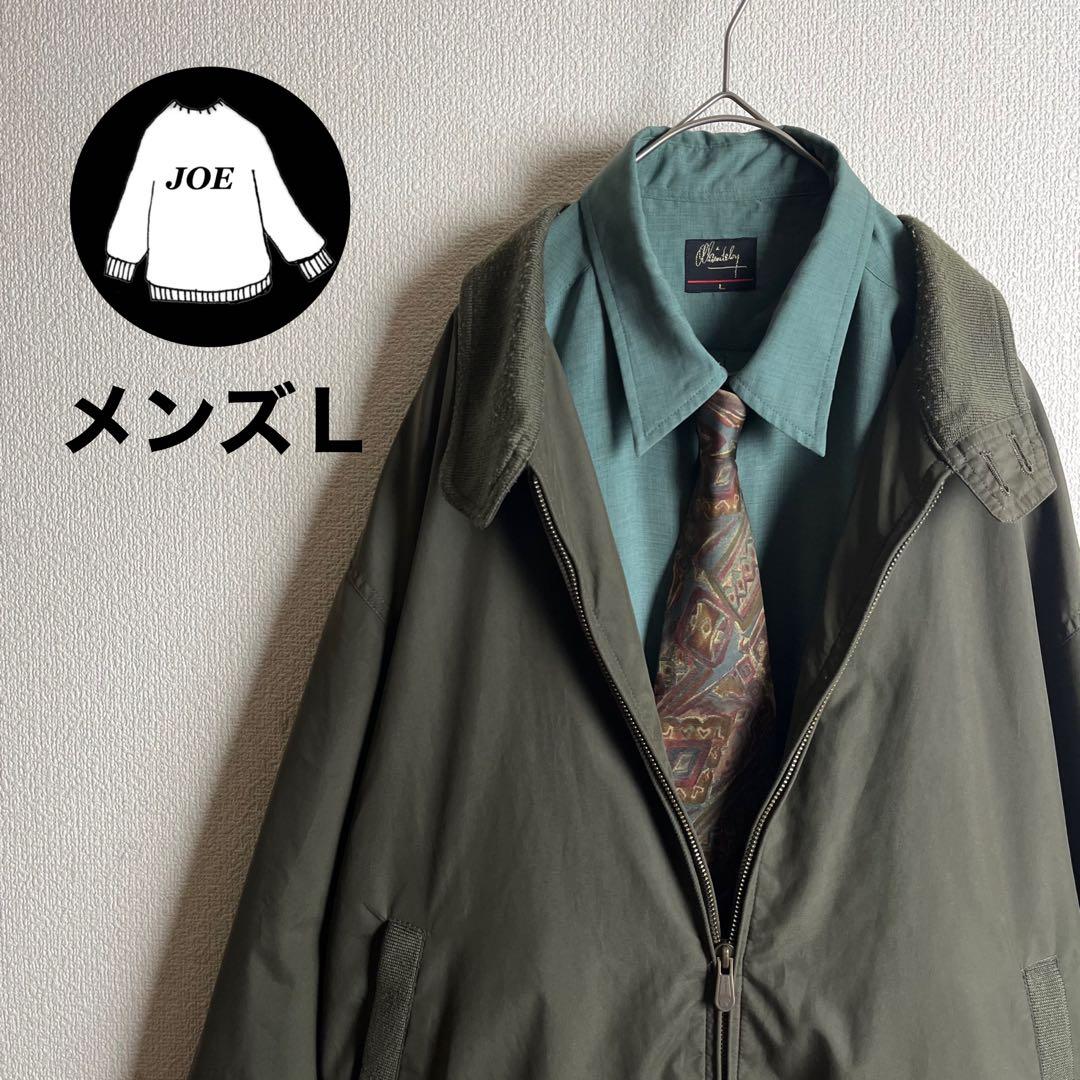 ネクタイシャツスイングトップ　幾何学模様総柄　くすみ色　襟袖切替　レトロ　古着