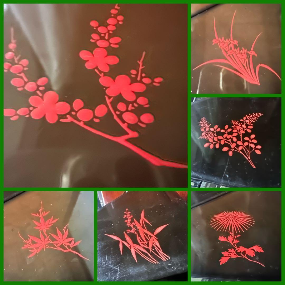 2213様感謝‼️総欅JAPAN蒔絵梅六点大名道具絵替り組