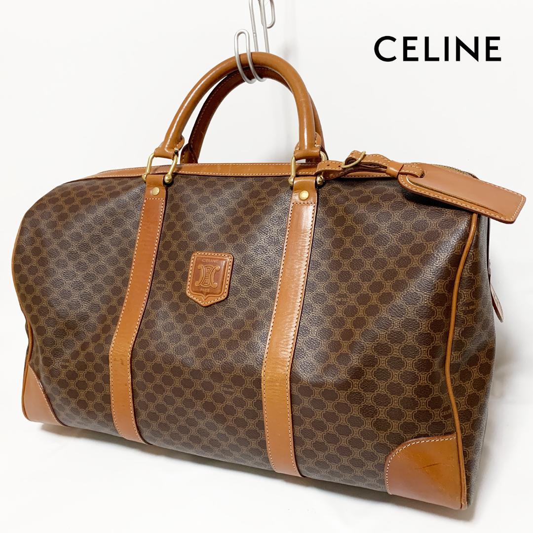 CELINE ボストンバッグ マカダム柄 PVC レザー ゴールド金具