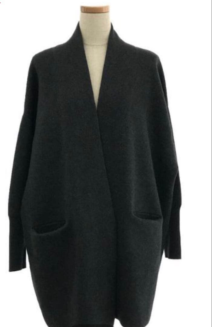 IENA カシミヤ混　ダブルフェイスニット　ガウン　カーディガン　ダークネイビー