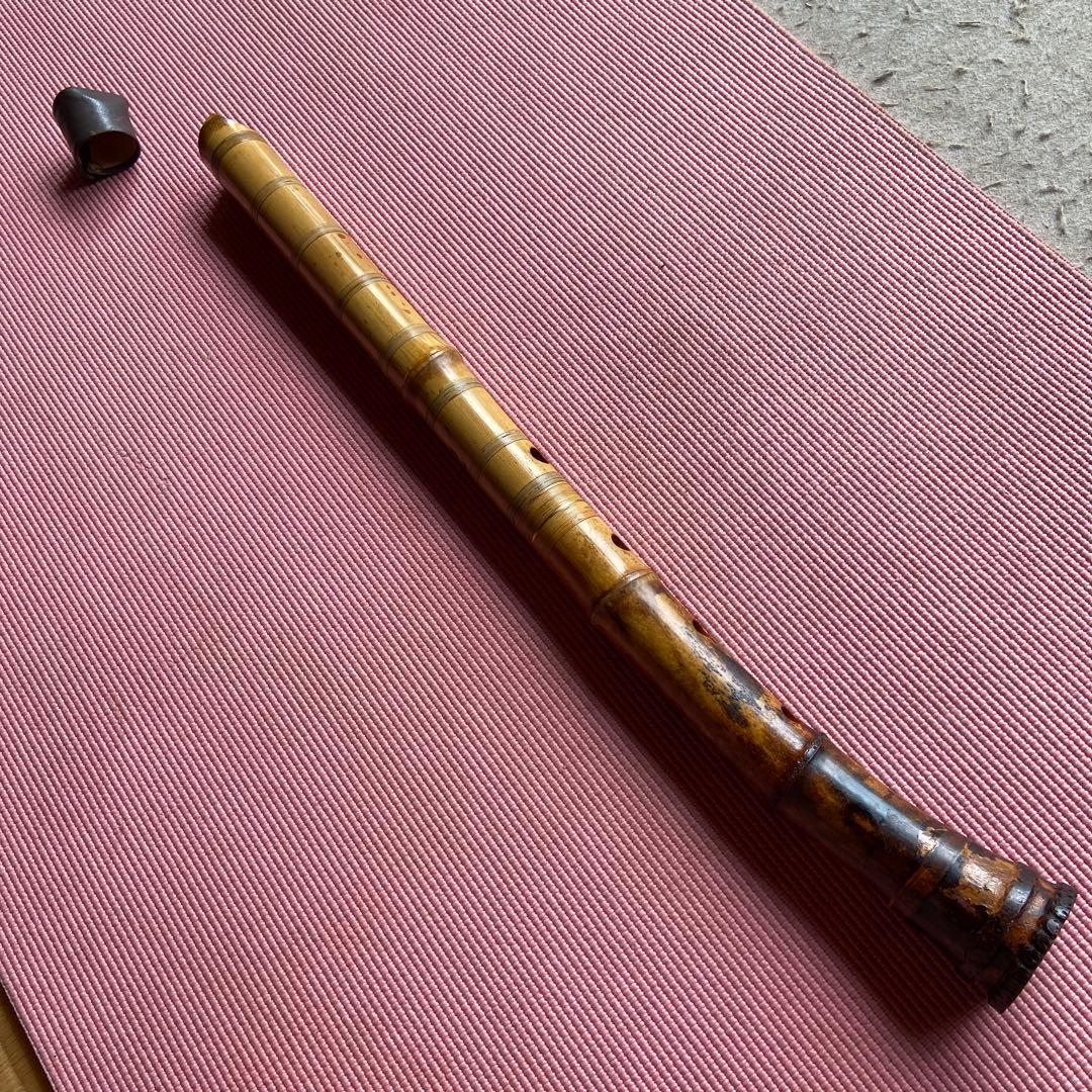 89⭐️値下げ　尺八　一尺九寸管　真山銘三印　唄口金　中継ぎ金