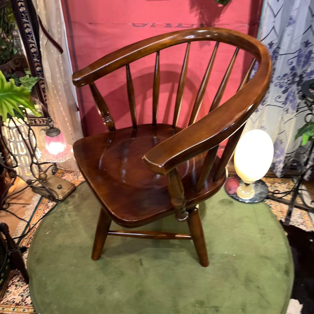 L３　オールドヴィンテージ 柏木工 ３６０度回転　ブナ無垢材　アームチェア