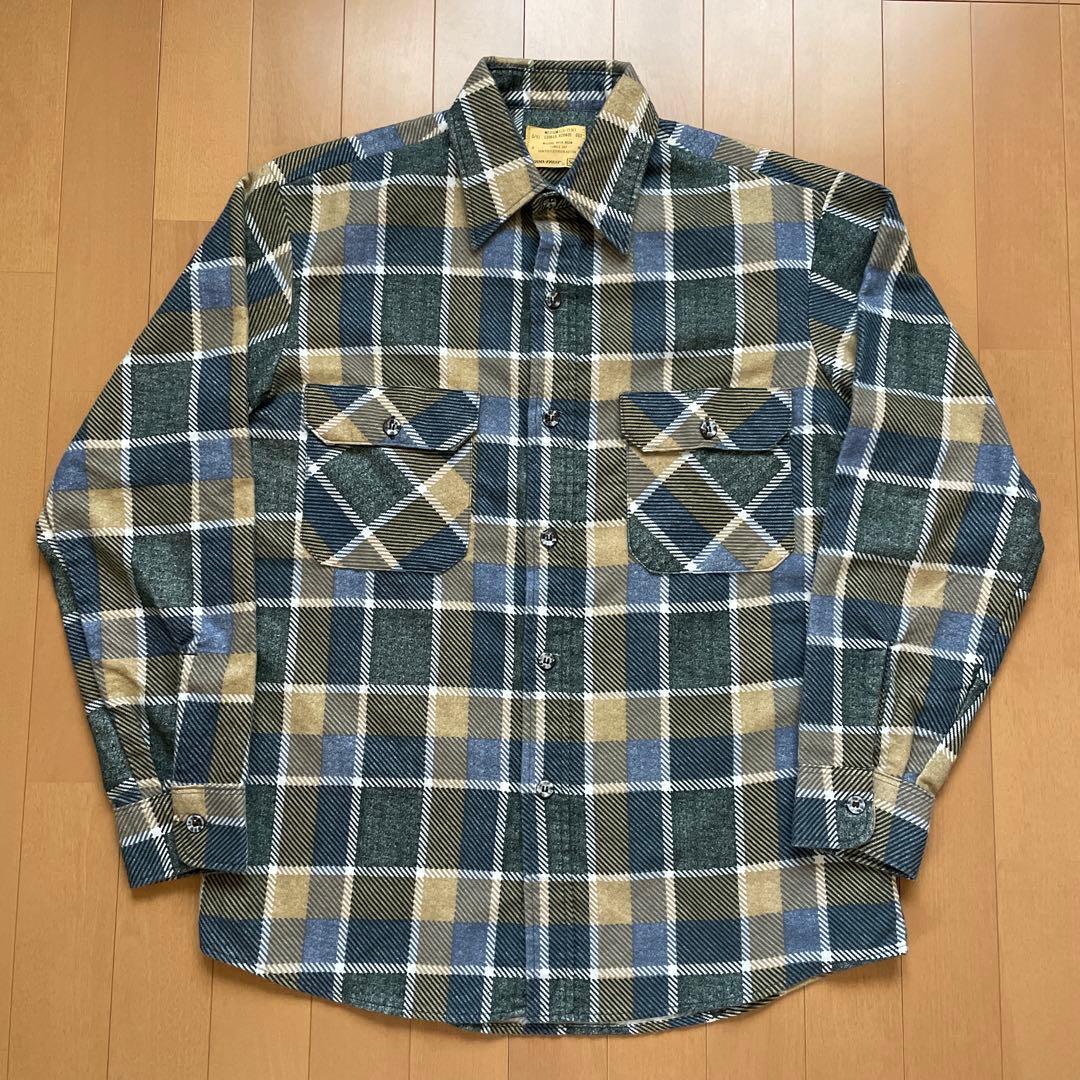 70s sears PERMA-PREST プリントネルシャツ