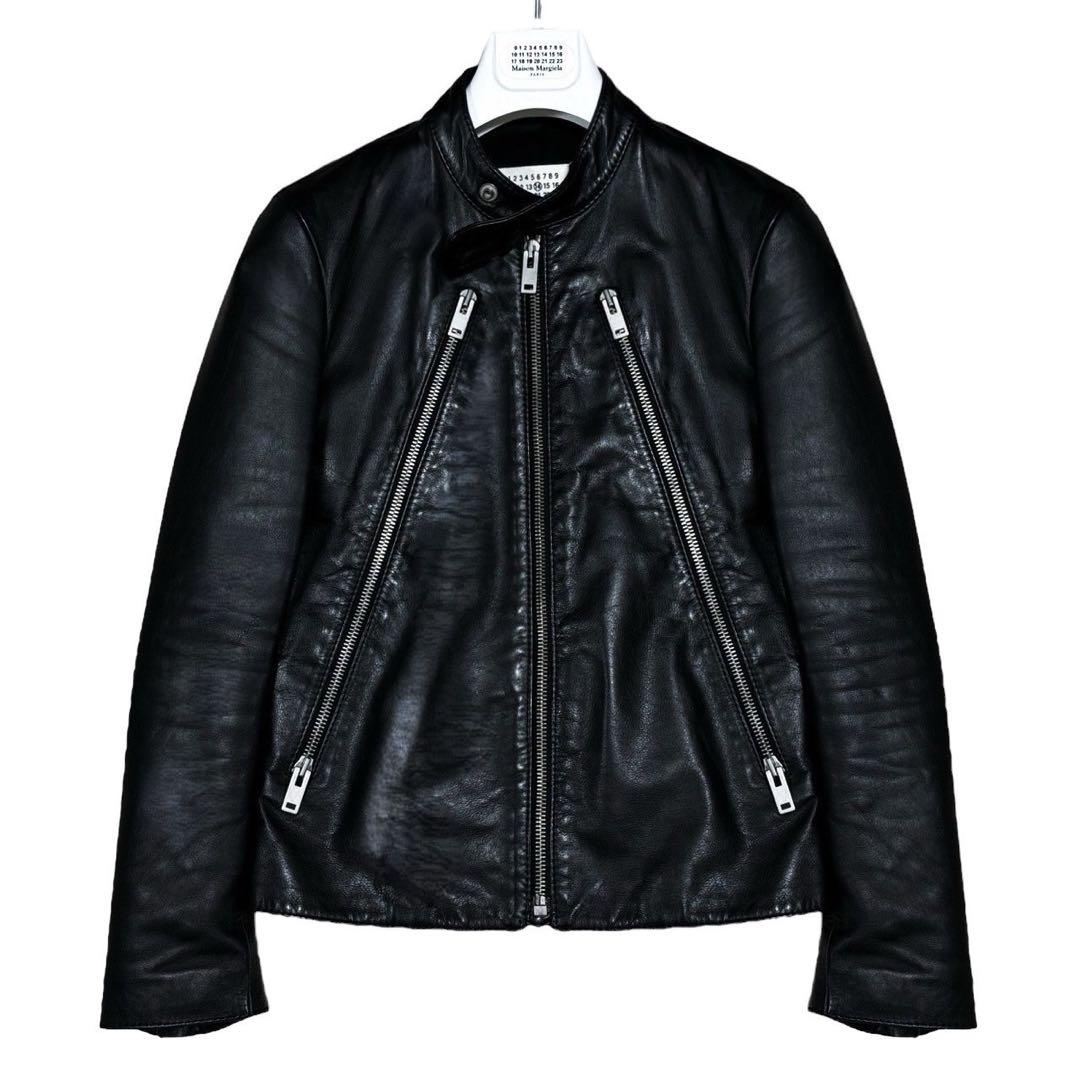 16ss 44 マルジェラ 5ZIP 八の字 カーフ ライダースジャケット 44