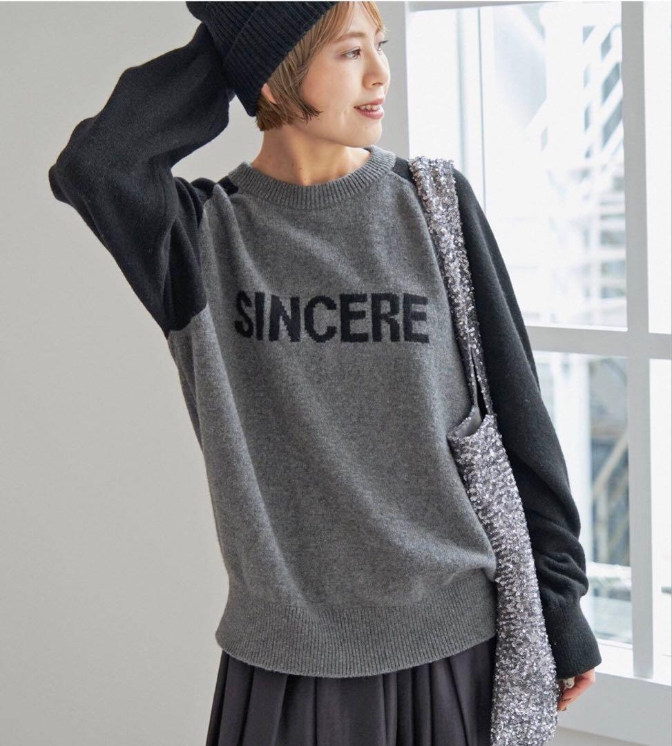 新品　スピックアンドスパン　ラグランロゴニット