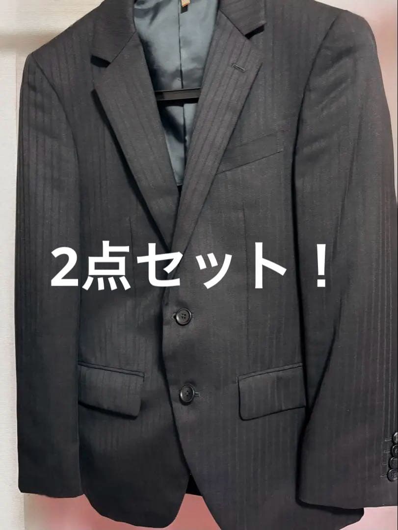 ダークグレー ストライプ ビジネススーツ 上下セット - メルカリ