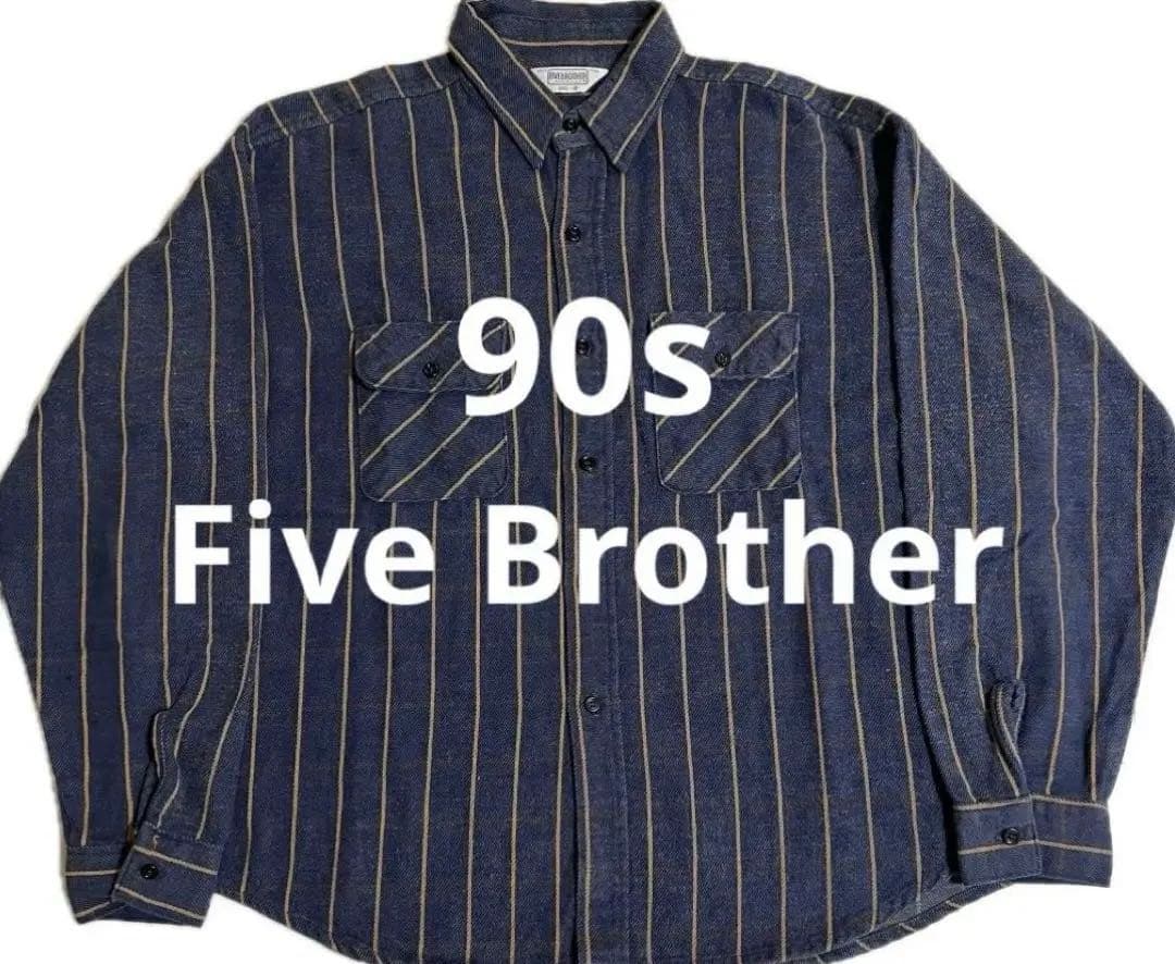 80s FIVE BROTHER ネルシャツ 2XL ファイブブラザー 80s FIVE BROTHER L/S ネルシャツ USA製 Size XL コットンシャツ