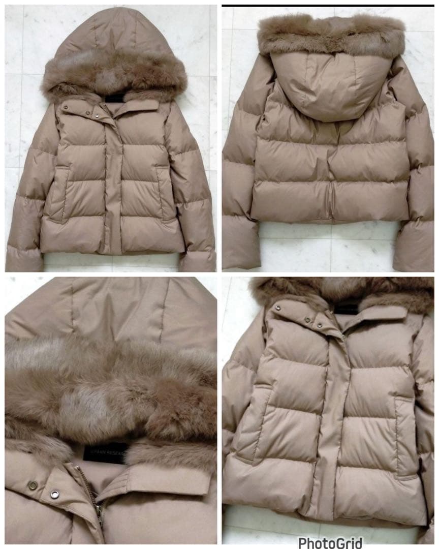 アーバンリサーチ　ラビットフードストレッチショートダウン　グレージュ　36