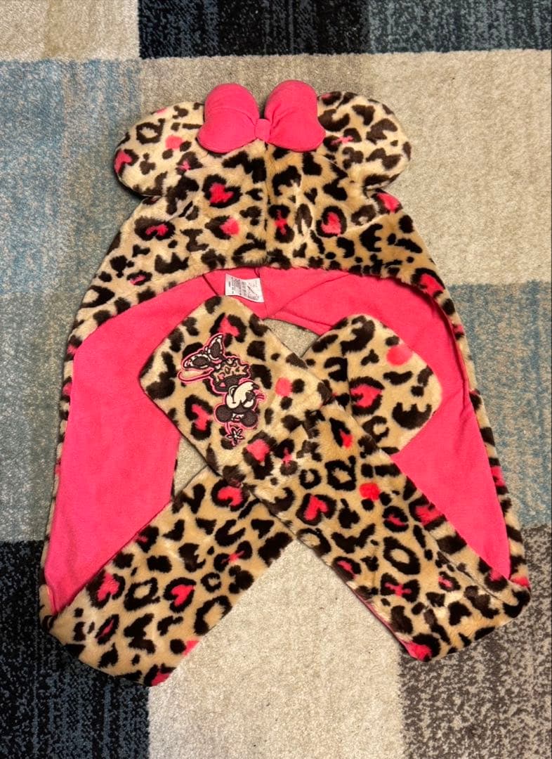 東京ディズニーリゾート ミニー ヒョウ柄 ファンキャップマフラー ミニー マフラーキャップ ヒョウ柄 東京ディズニーリゾート ファン
