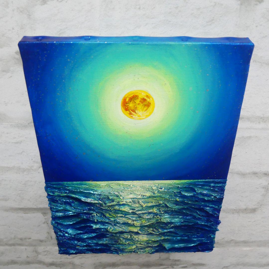 油絵 油彩 油彩画 絵 絵画【満月の海 】F4号 - メルカリ