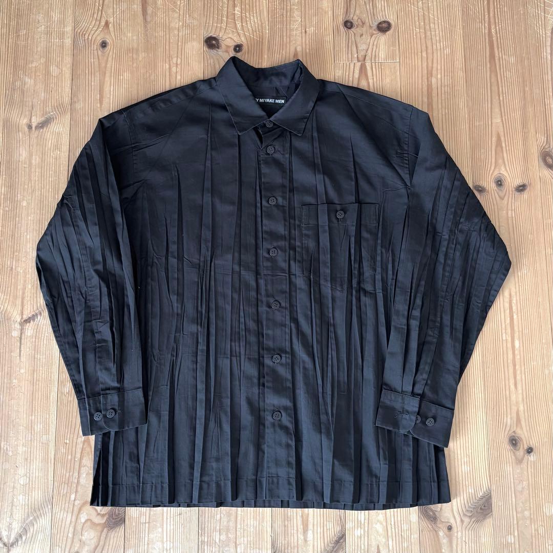 ISSEY MIYAKE MEN プリーツ シワ加工 シャツ ブラック - メルカリ