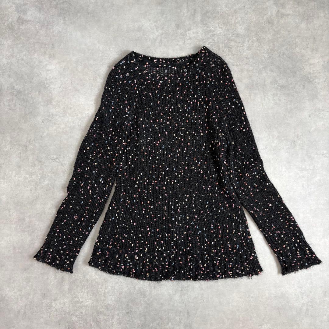 【美品】cygne ポンポンカラフルニット Sylvian ブラック