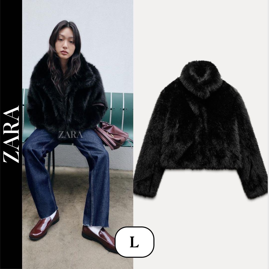 ZARA ザラ　フェイクファーショートコート　L