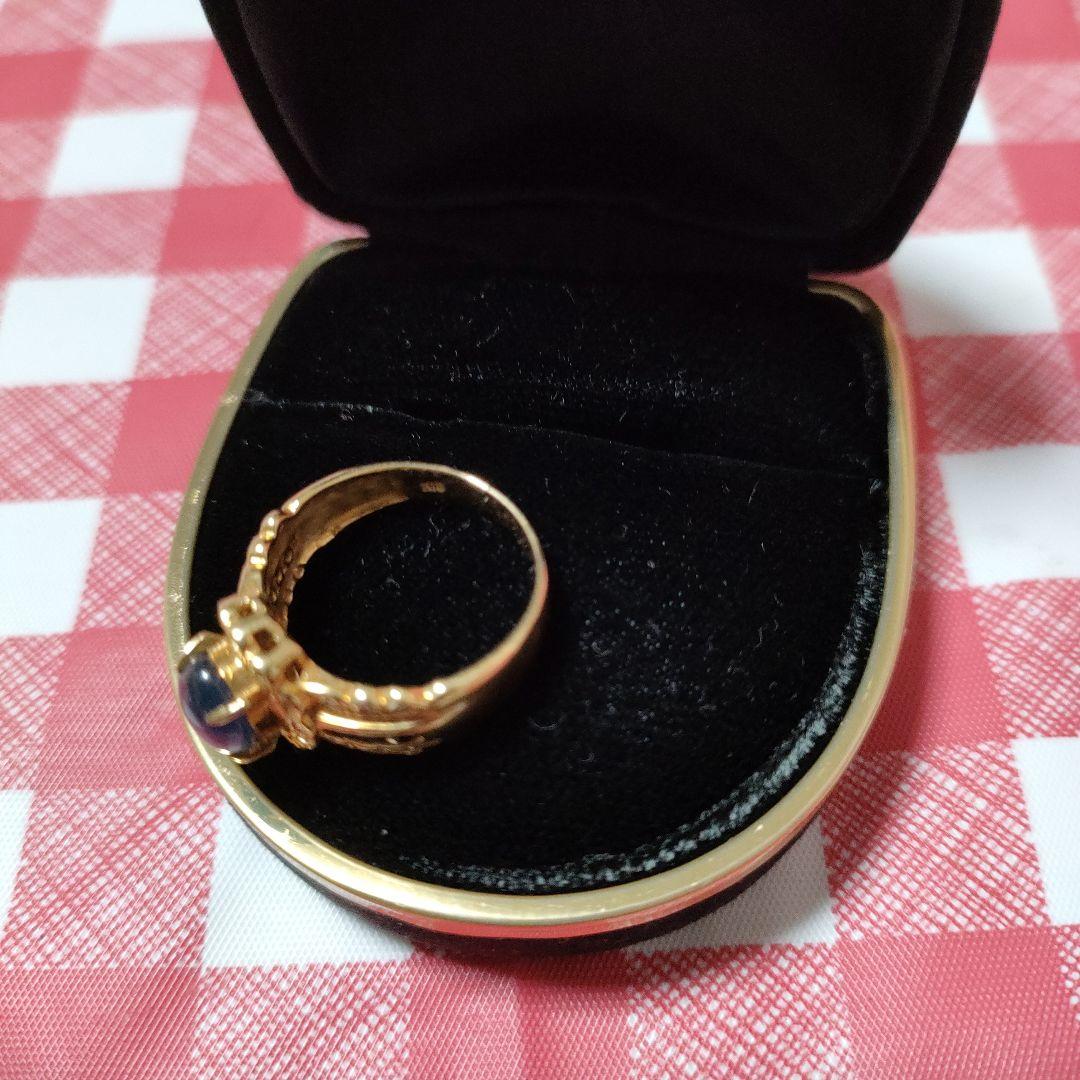 金の青い石リング 5.09g