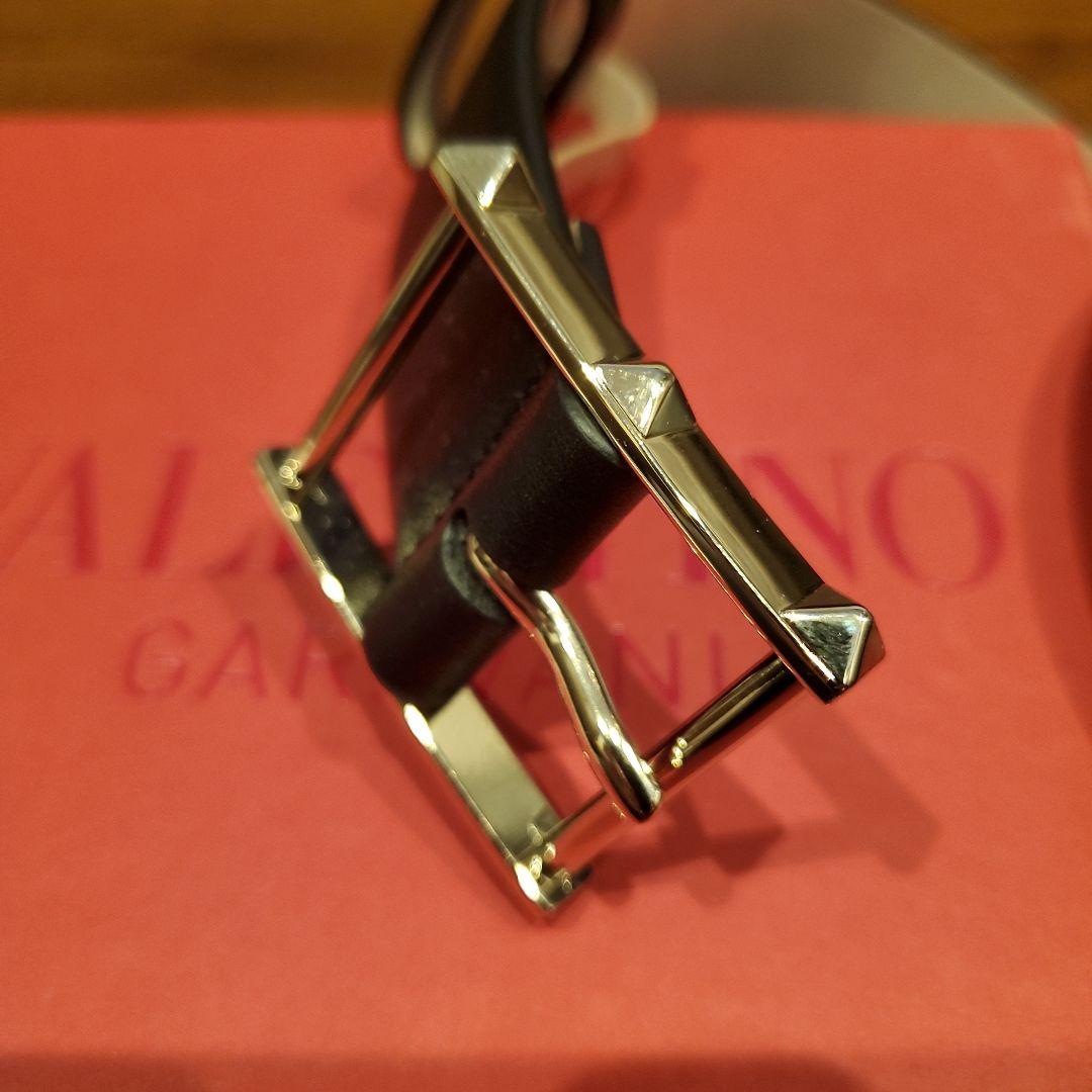 VALENTINO レザーベルト スタッズ ユニセックス 95 ブラック 黒