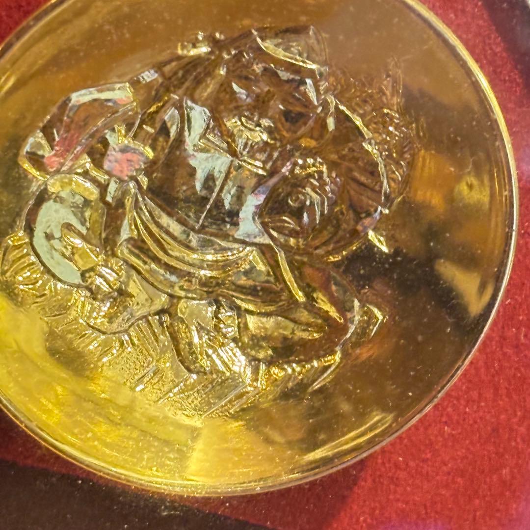 昭和レトロ 額装 額縁 七福神 扇金 金杯24KGP 壁掛け飾り 金運 幸運 鶴