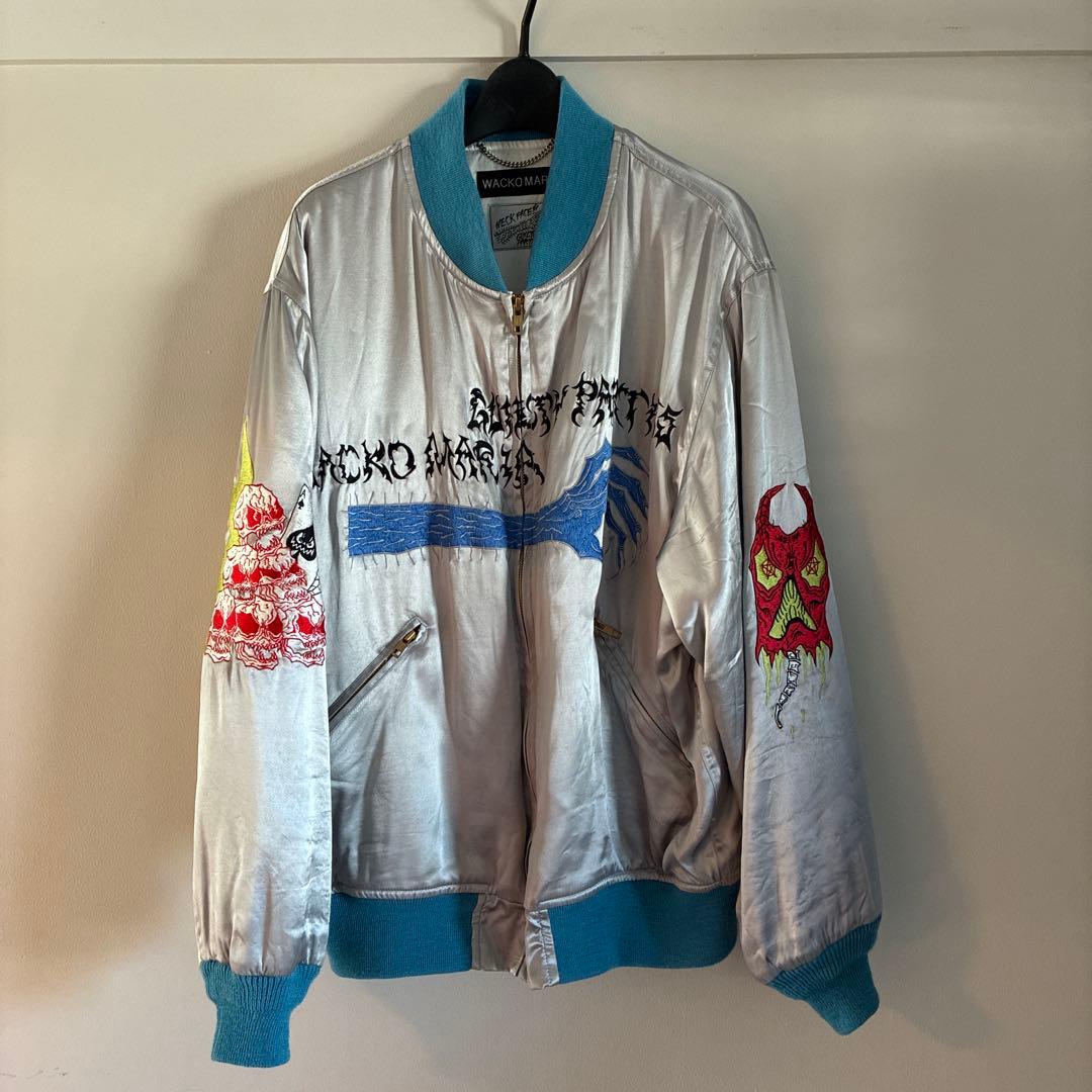 WACKO MARIA /NECK FACE 刺繍ベトジャン　シルバー (XL)