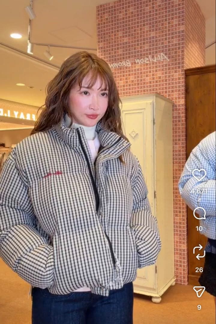 アリソンブラウン⭐︎CUDDLEGINGHAMCHECK PUFFERJACKET - メルカリ