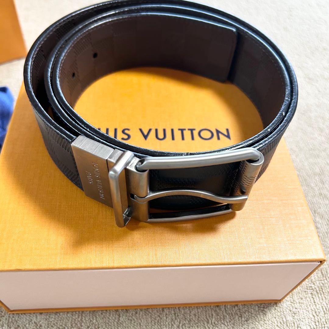 ほぼ未使用品　ルイヴィトン ベルト ダミエ・アンフィニレザー ベルト・ダミエ
