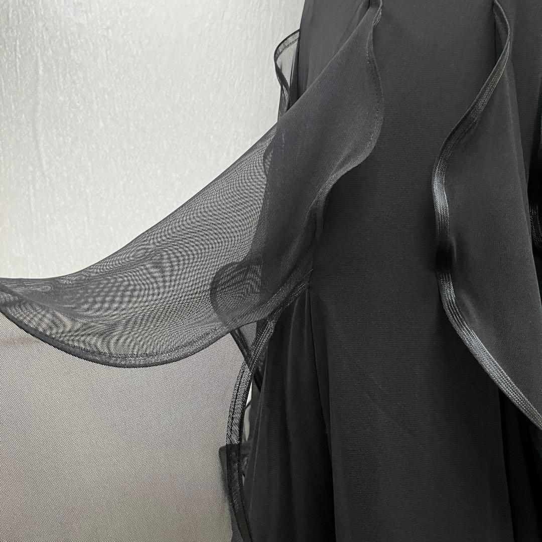 新品 社交ダンス スカート ブラック 縦フリル パーティ 発表会 デモ