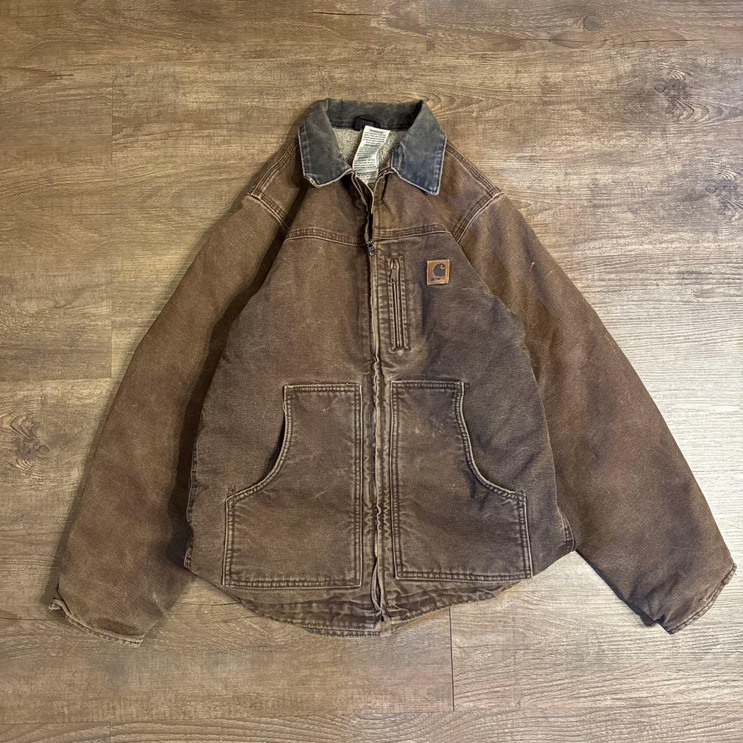 00s カーハート　トラディショナルジャケット　鬼フェード　ブラウン　古着