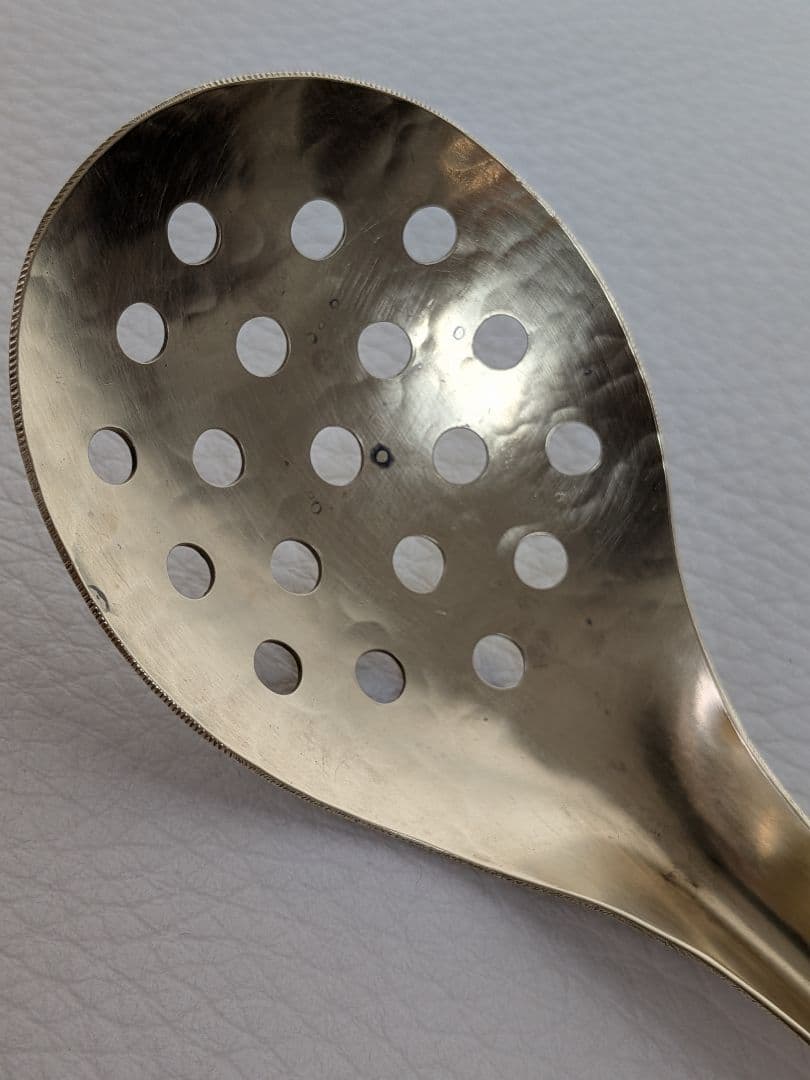 美品】有次 真鍮 チリレンゲ鍋スプーン穴あきスプーン☆鍋すくい