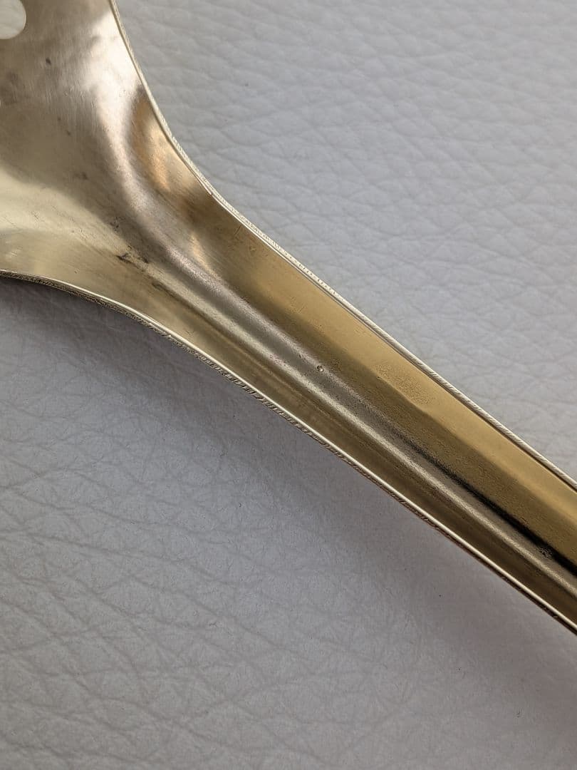 美品】有次 真鍮 チリレンゲ鍋スプーン穴あきスプーン☆鍋すくい