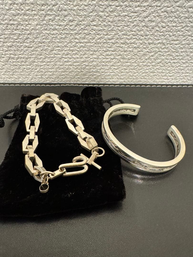 丸井購入 シルバー925 チェーンブレスレットとバングル セット販売 Binich（ビニッチ） ブレスレット メンズ シルバー925 チェーン