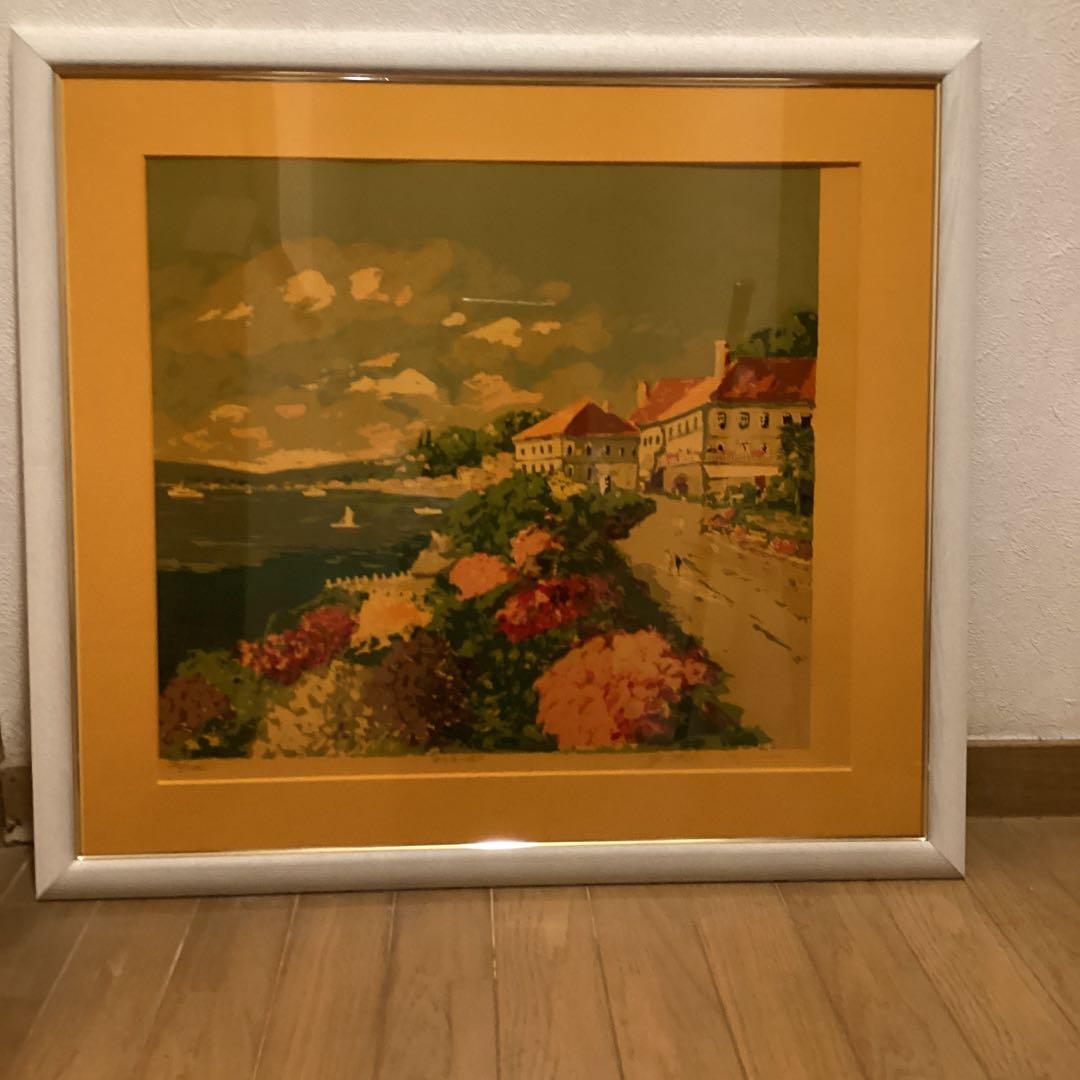 平賀康伸　地中海の祥風　リトグラフ592/1000 直筆サイン有作品N25478