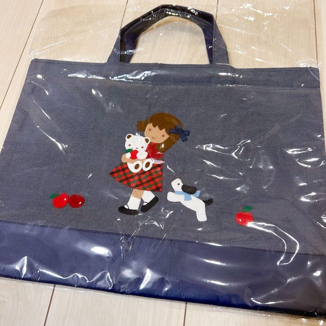 新品 familiar ファミリア デニムバッグ 手刺繍 トートバッグ 紺色くま